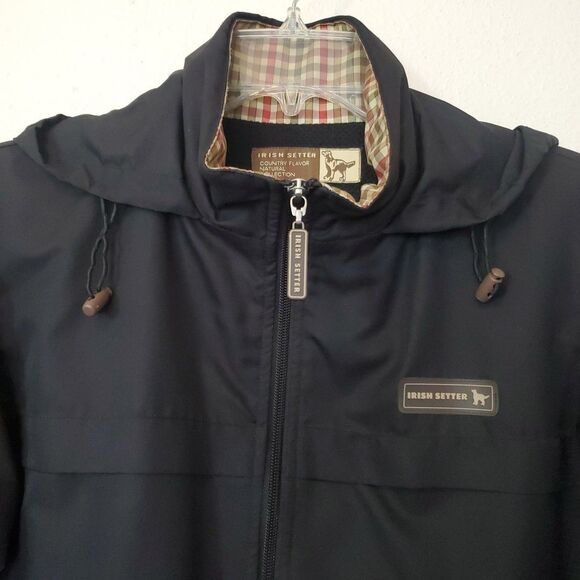 Irish Setter Country Flavor Rain Hoodie Jacket Full Zip Lined Womens Sz M Black - Picture 2 of 16